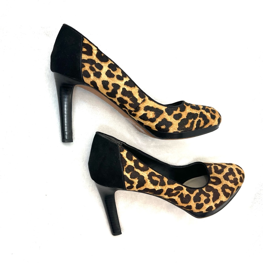 Franco Sarto Cheetah/Leopard Print Calf Hair Heel Pumps
